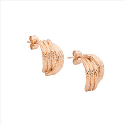 Stainless Steel Cross Over 17Mm Hoop Earrings, Rose Gold Ip Plated