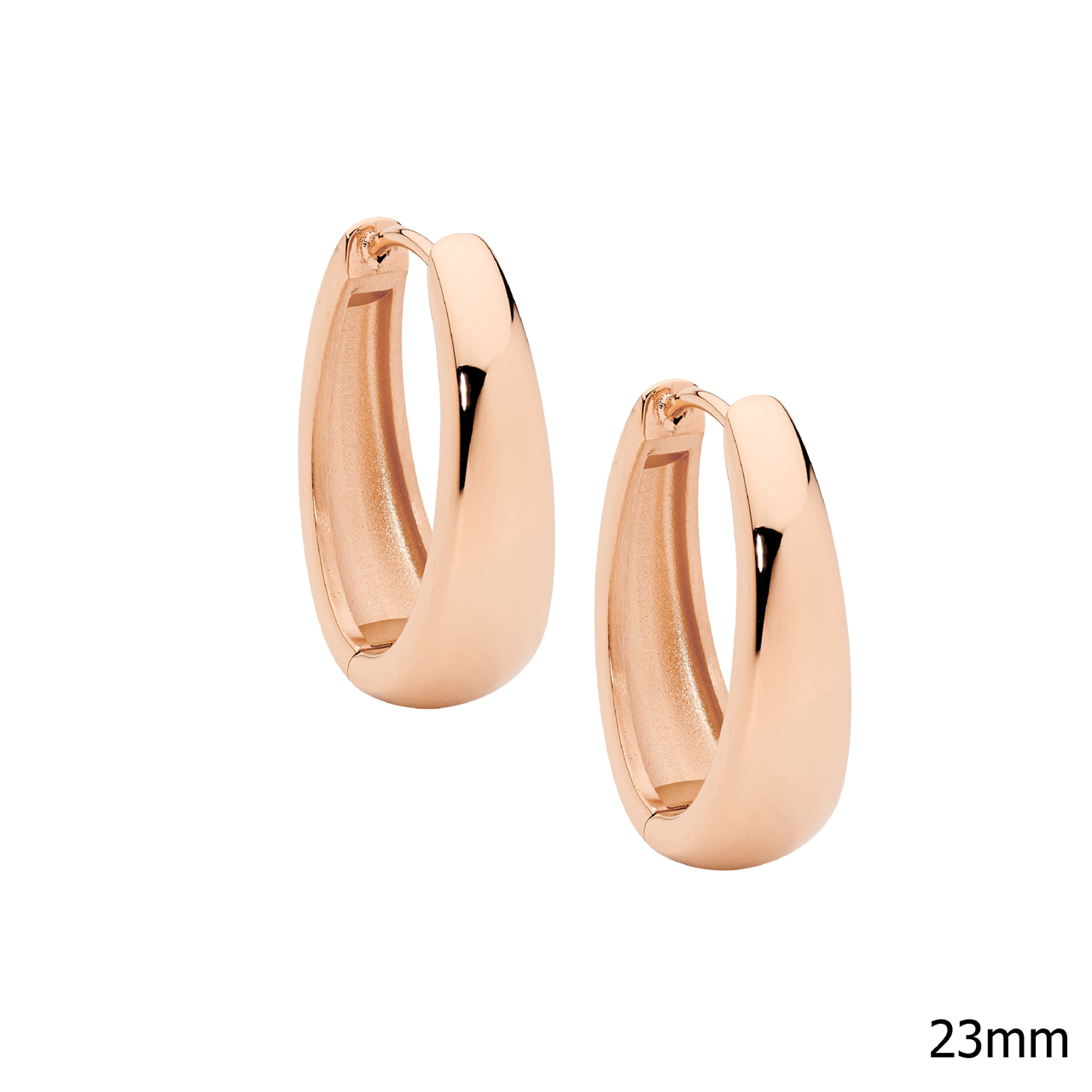 Stainless Steel 23Mm Hoop Earrings, Rose Gold Ip Plated
