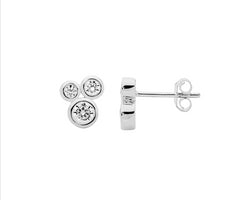 Sterling Silver Bezel Set Wh Cz Cluster Earrings