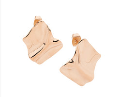 Stainless Steel Crease Rectangle Stud Earrings, Rose Gold Ip Plated