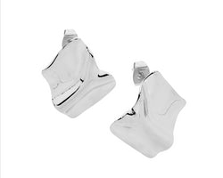 Stainless steel crease rectangle stud earrings