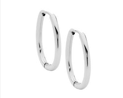 Stainless Steel Oval 23Mm Tube Hoop Earrings