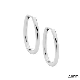 Stainless Steel Oval 23Mm Tube Hoop Earrings