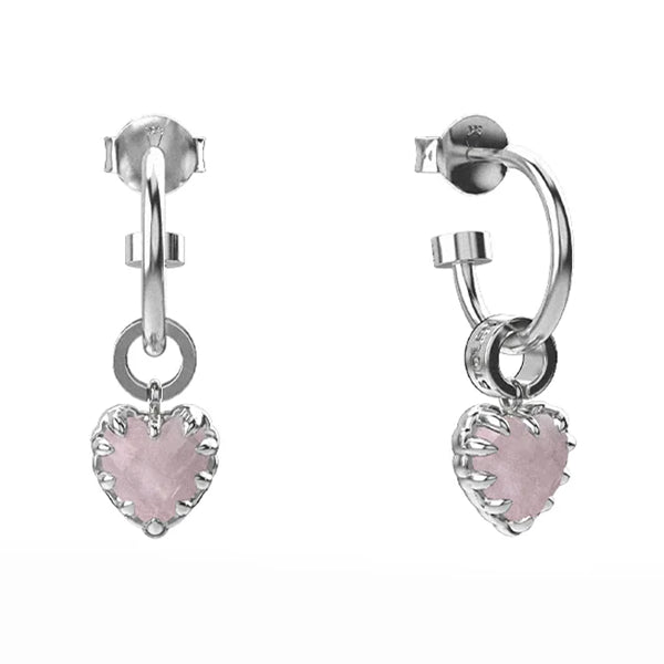Love Anchor Earring - Sterling Silver Rose Quartz