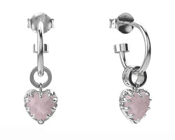 Love Anchor Earring - Sterling Silver Rose Quartz
