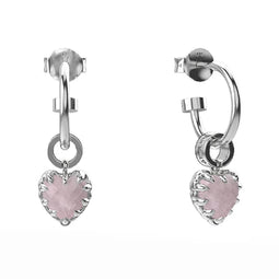 Love Anchor Earring - Sterling Silver Rose Quartz