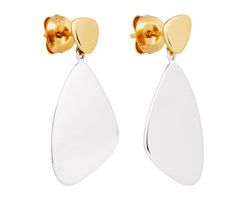 Silver Triangle Hanging From Small Yellow Gold Plated Silver Triangle With Stud Earrings