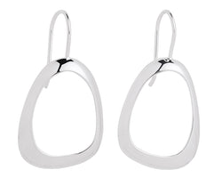 Sterling Silver Open Egg Shape Earrings On Fixed Hook