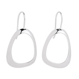 Sterling Silver Open Egg Shape Earrings On Fixed Hook