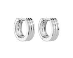 Sterling Silver Ridged Round Huggie Earrings