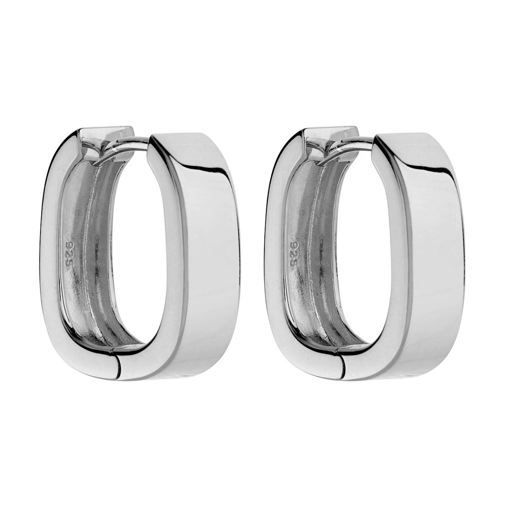 5X17mm Silver Straight Sided Hoop Huggie Hoop Earring, Antitarnish