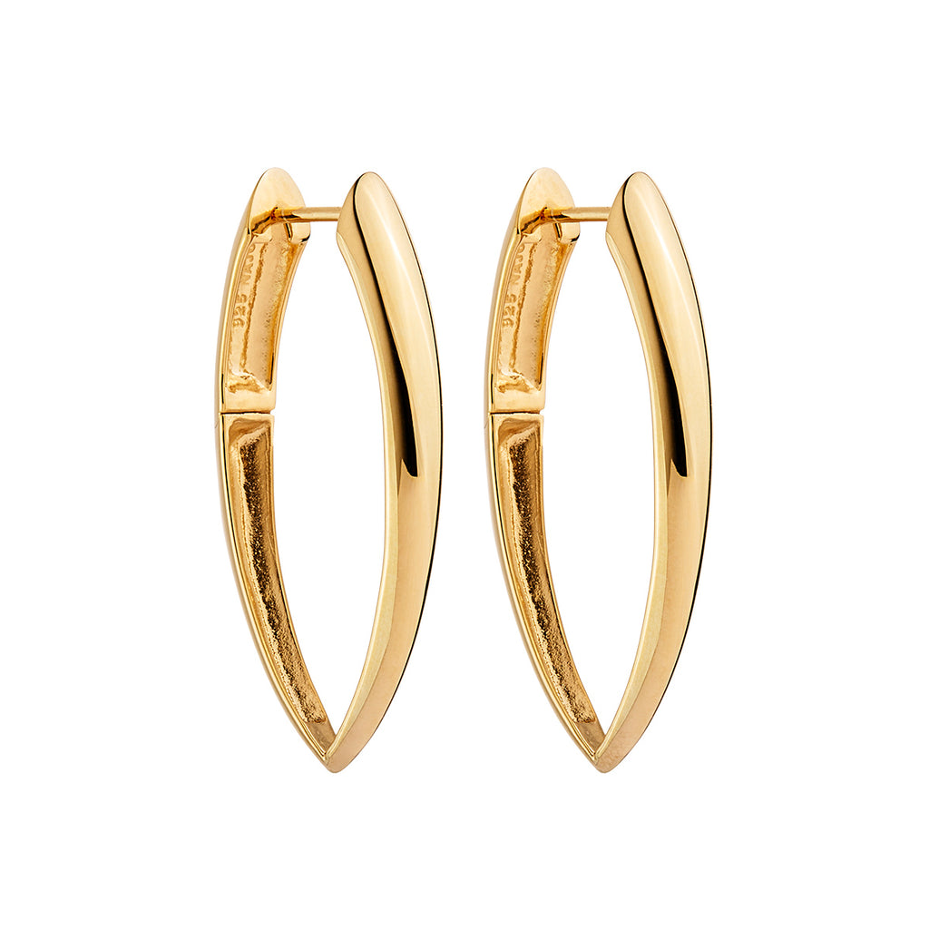 Yellow Gold Plated Silver Talon-Shaped Hoop With Post And Hinged Clasp