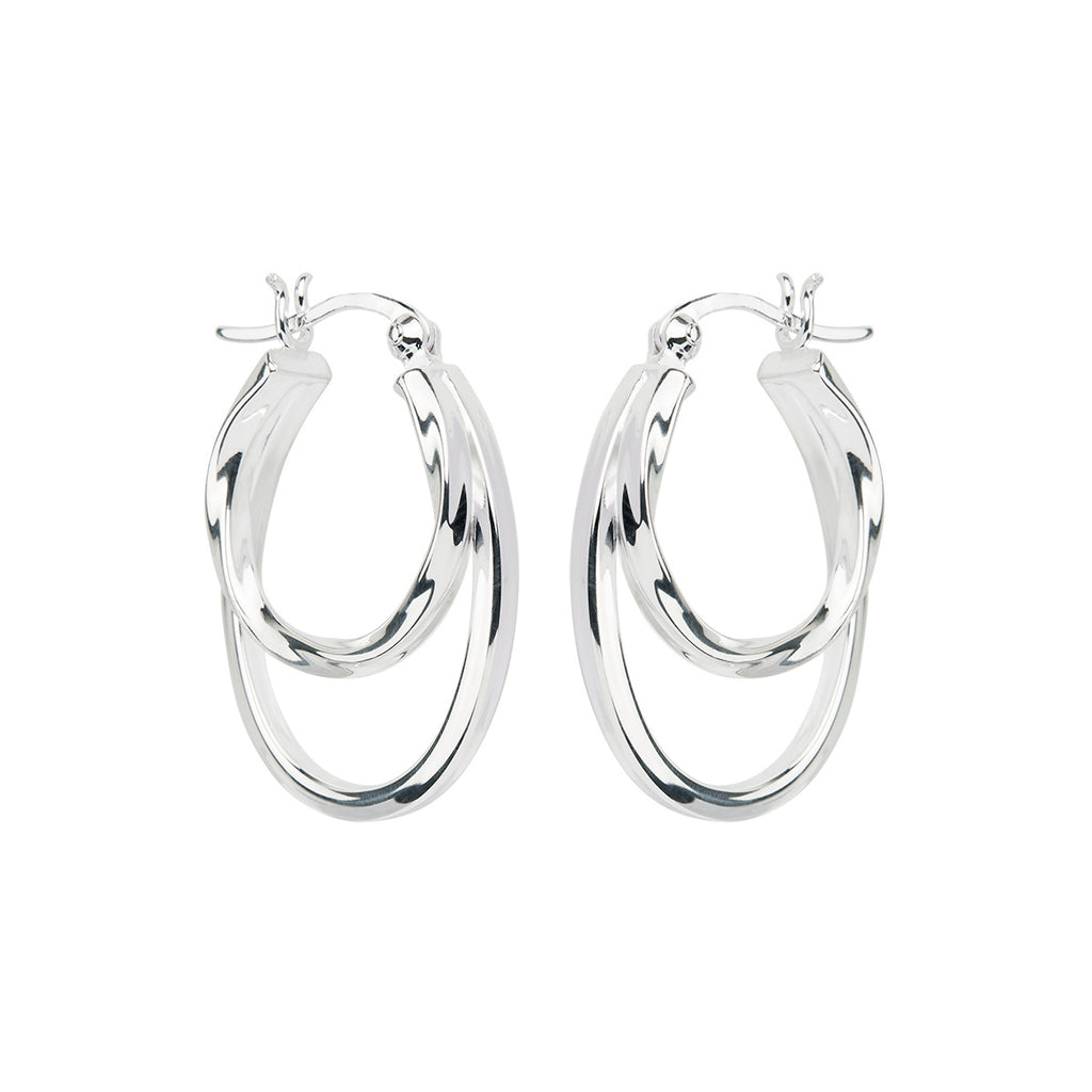 Silver, Double Hoop Earrings (Plain/Twisted)