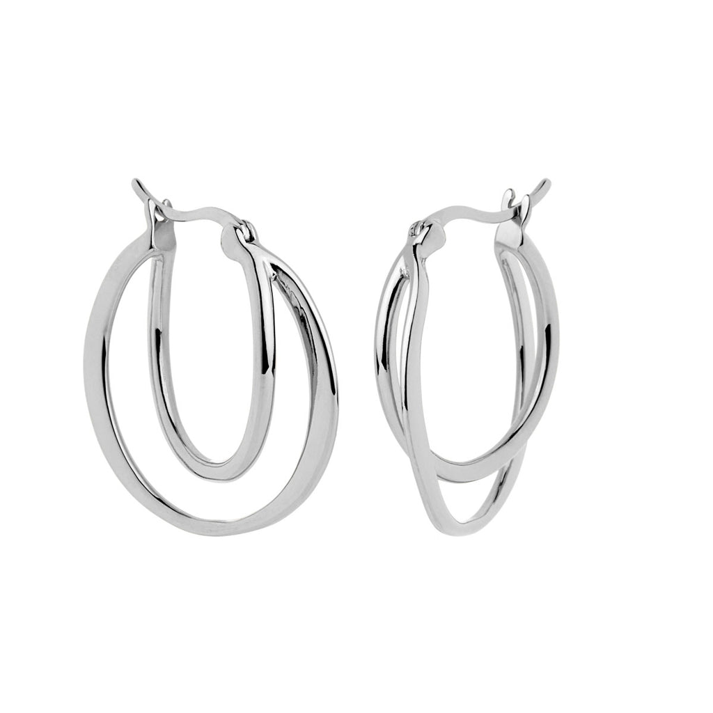 Silver Double Wire Hoop With Lever Clasp