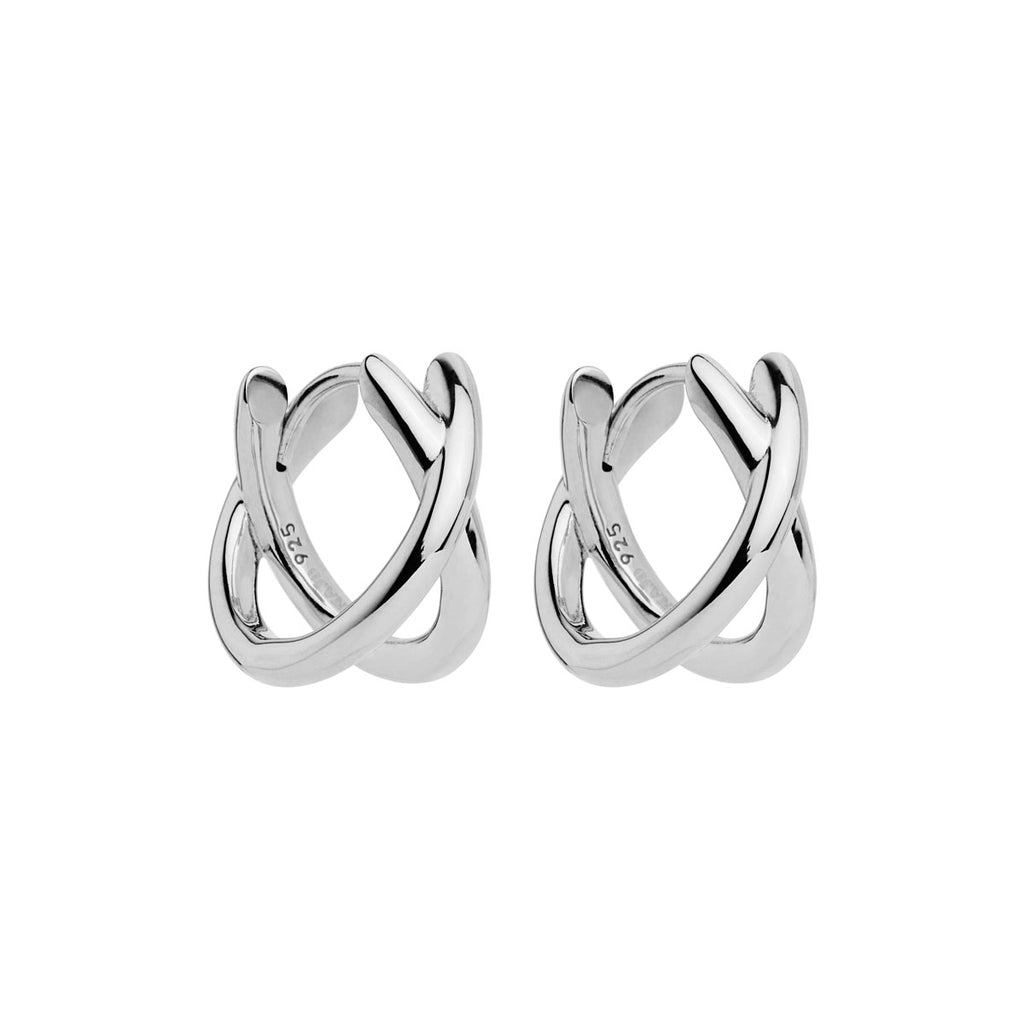 Silver X Huggie Earring
