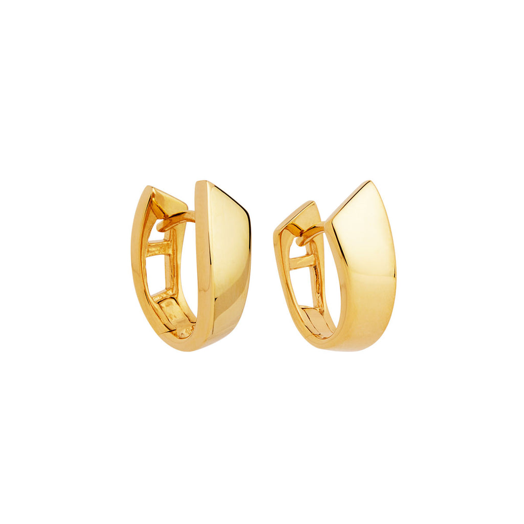 Yellow Gold Plated Silver Huggie Earring With Flared End