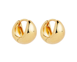 Yellow Gold Silver Plated Tapered Rounded Huggie Earrings