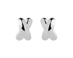 8X12mm Silver Puffed X Shape With Stud Fitting