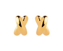 Yellow Gold Silver Plated Puffed X shape with Stud Fitting