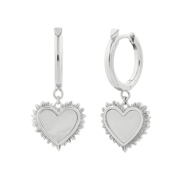 Flaming Mother-of-Pearl Hoop Earrings Sterling Silver