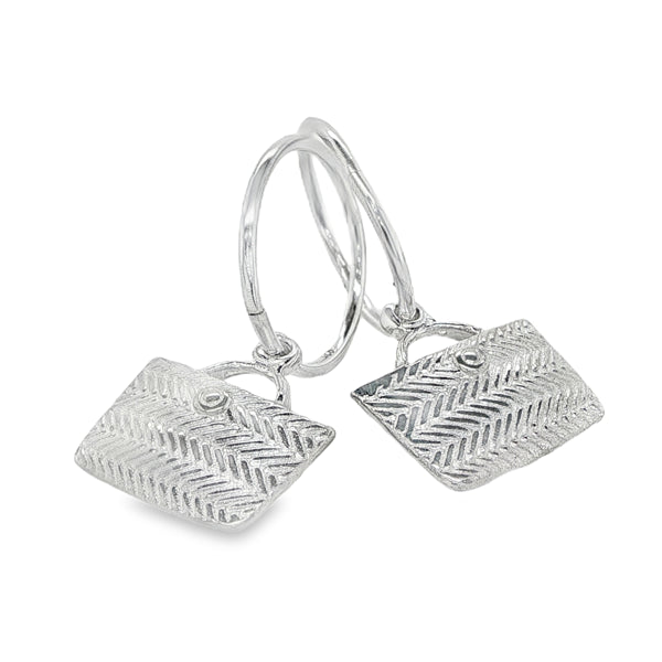 Sterling Silver Kete Basket Sleeper Hoop Earrings WHENUA