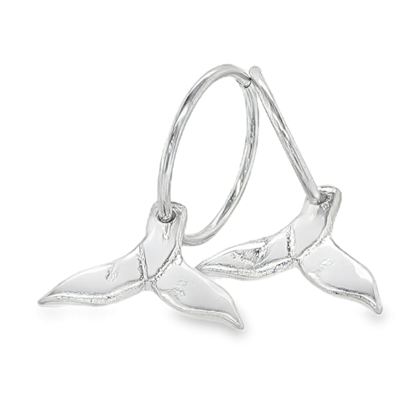WHENUA Sterling Silver Whale Tail Sleeper Earrings