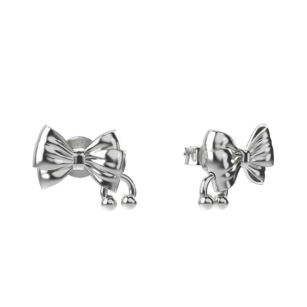 Sterling Silver Pierced Bow Earrings