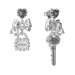 Clear Quartz and Sterling Silver Love Locked Bow Earrings