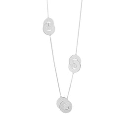 Vanity Coin Triple Rhodium Colour Ion Plt 90Cm Adjustable Necklace