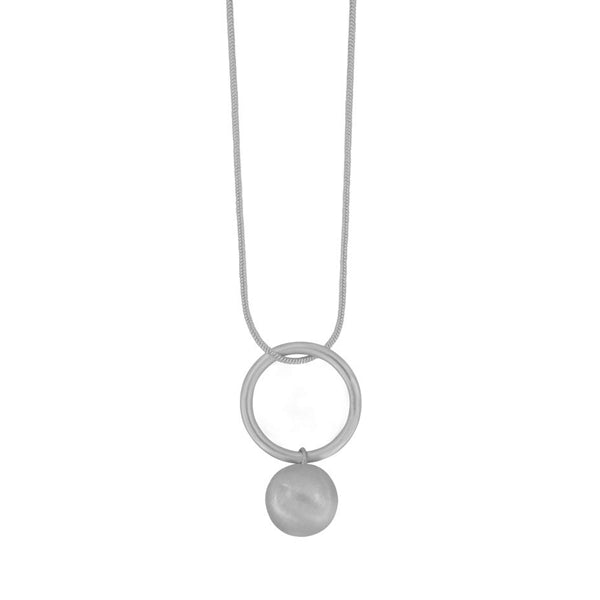 Tabitha Open Circle Rhodium Colour Ion Plt 90Cm Adjustable Necklace