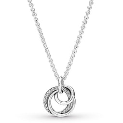 Pandora Encircled Necklace With Clear Cz Pendant - Size 60