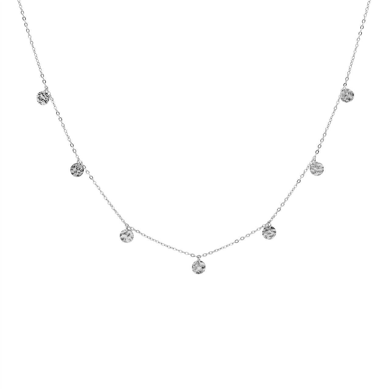 Ellani Stainless Steel Disk Feature Necklace