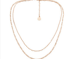 Stainless Steel Dbl Chain Necklace 40 & 45Cm+ Ext. W/Rose Gold Ip Plating