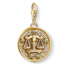 Charm Club Engrave Libra Zodiac Yellow Gold Plate