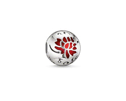 Charm Club Red Enamel Flower Bead