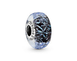Pandora Iridescent And Blue Murano Glass Charm