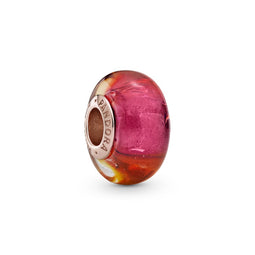 Pandora Rose Charm With Pink, Orange And Yellow Murano Glass