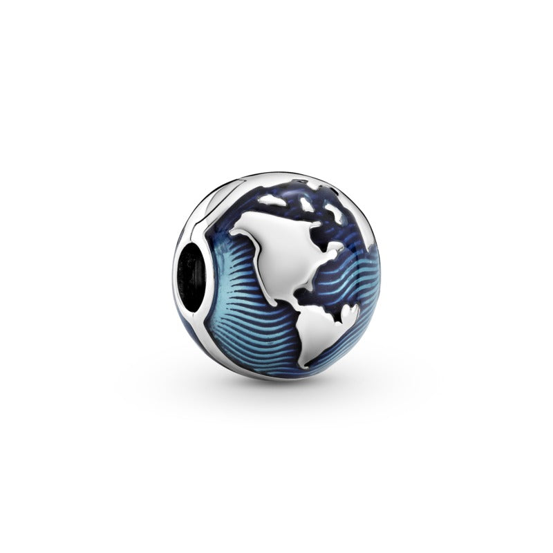 Pandora Globe Clip With Blue Enamel