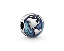 Pandora Globe Clip With Blue Enamel