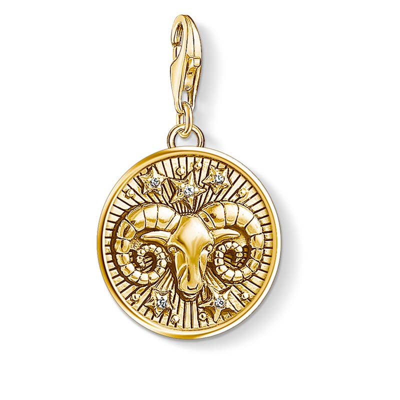 Charm Club Engraved Aries Zodiac