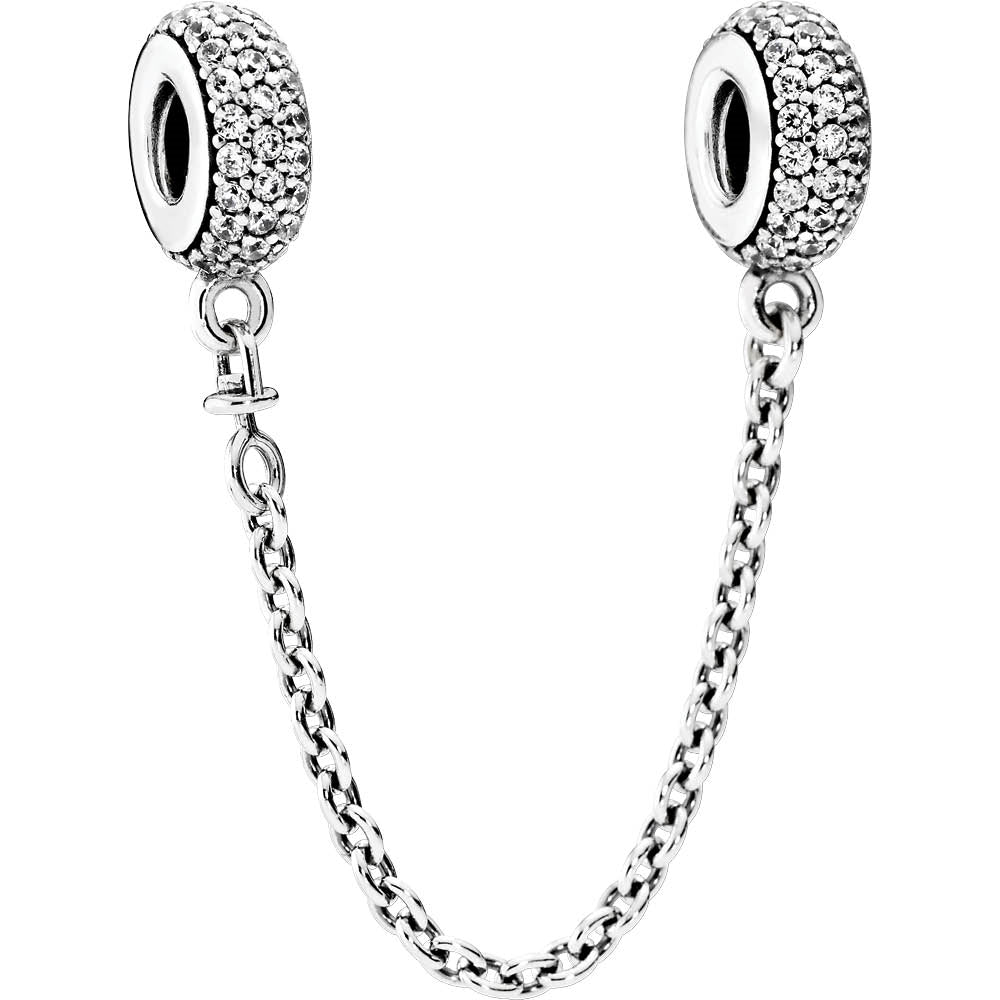 Pave Inspiration Silver Safety Chain w CZ