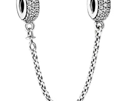 Pave Inspiration Silver Safety Chain w CZ