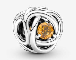 Pandora Silver Charm With Honey Coloured Crystal