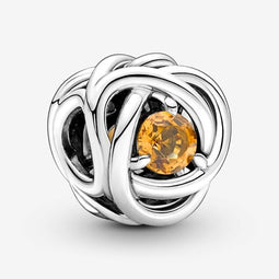 Pandora Silver Charm With Honey Coloured Crystal