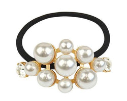 Faux Pearl Gold Ion Plated 6Cm Hair Elastic