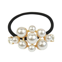 Faux Pearl Gold Ion Plated 6Cm Hair Elastic