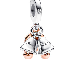 Wedding Bells Sterling Silver And 14K Rose Gold-Plated Dangle With Clear Cubic Zirconia