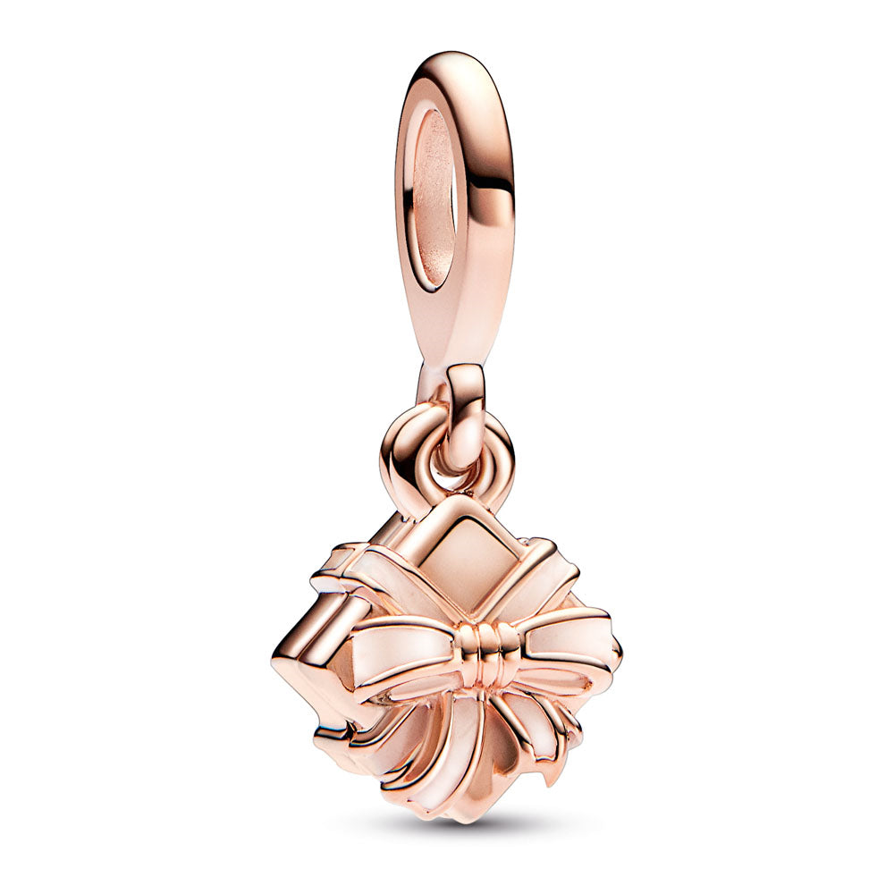 Gift 14K Rose Gold-Plated Dangle With Pink Enamel