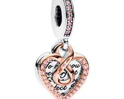 Heart Sterling Silver And 14K Rose Gold-Plated Double Dangle With Fancy Fairy Tale Pink Cubic Zirconia