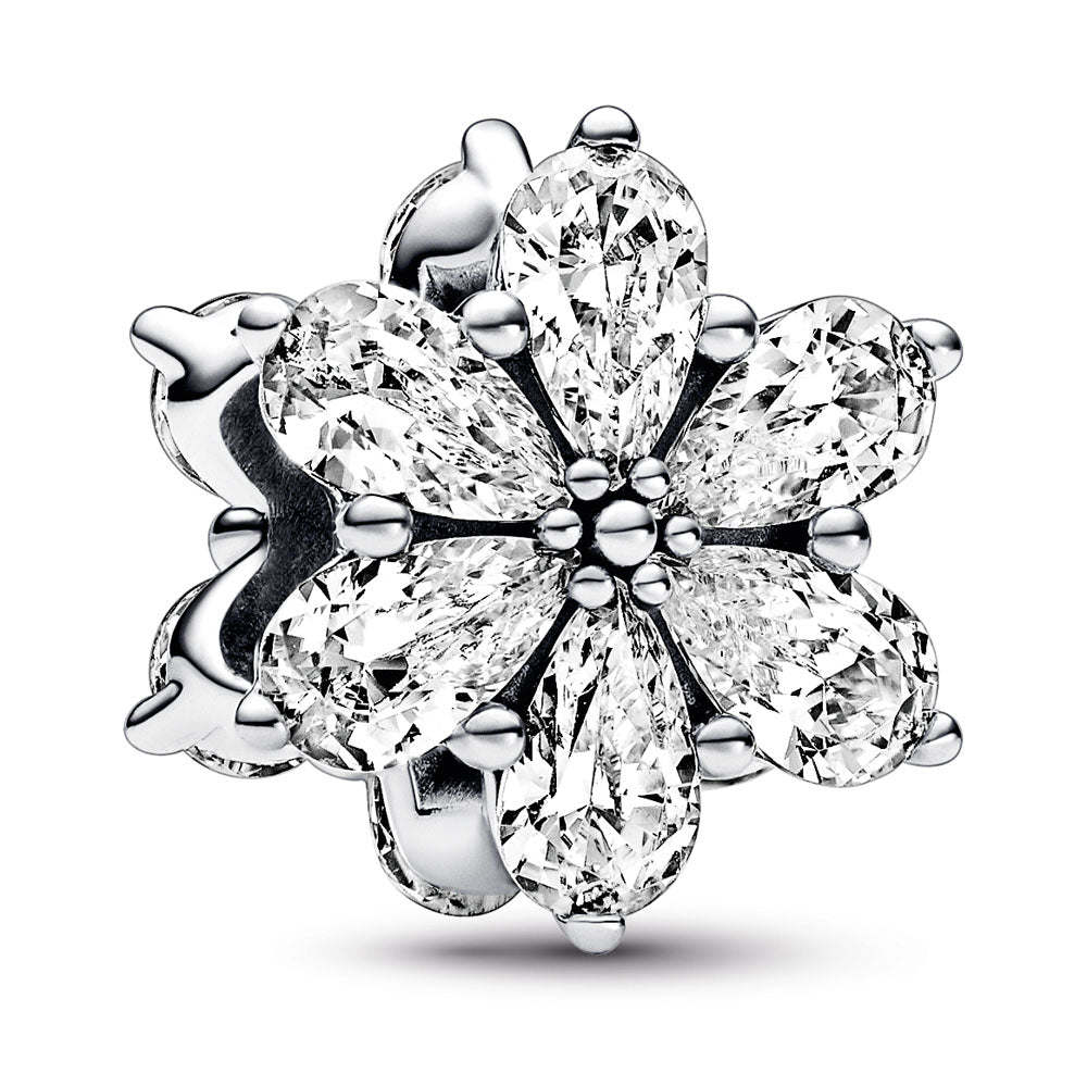Herbarium Cluster Sterling Silver Charm With Clear Cubic Zirconia